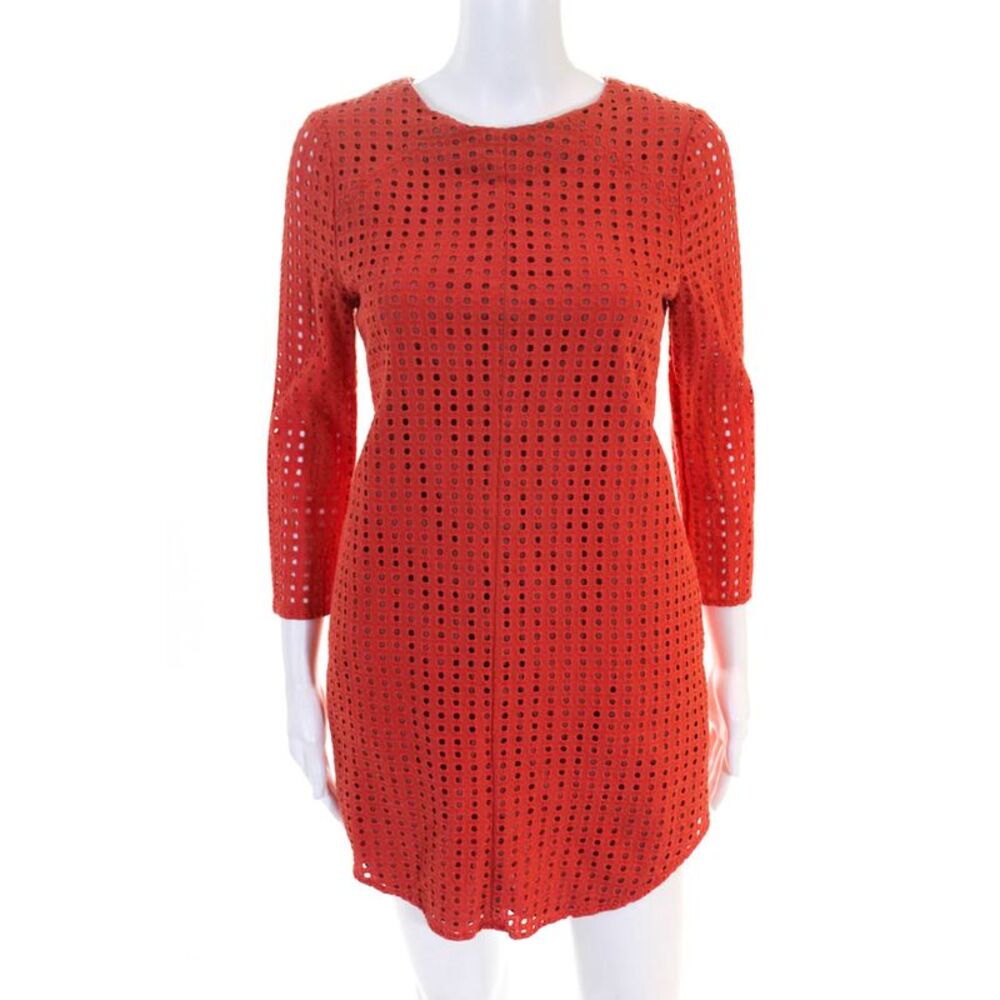 Corey Womens Long Sleeve Orange Red Kendra Shift Size 8 11051313